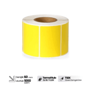 40x60mm Sarı Eczane İlaç Tarif Etiketi 40X60mm Sarı Zemin Termal Etiket 1000 Sarım